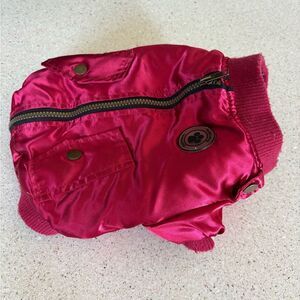 Red Satin Dog Bomber Jacket